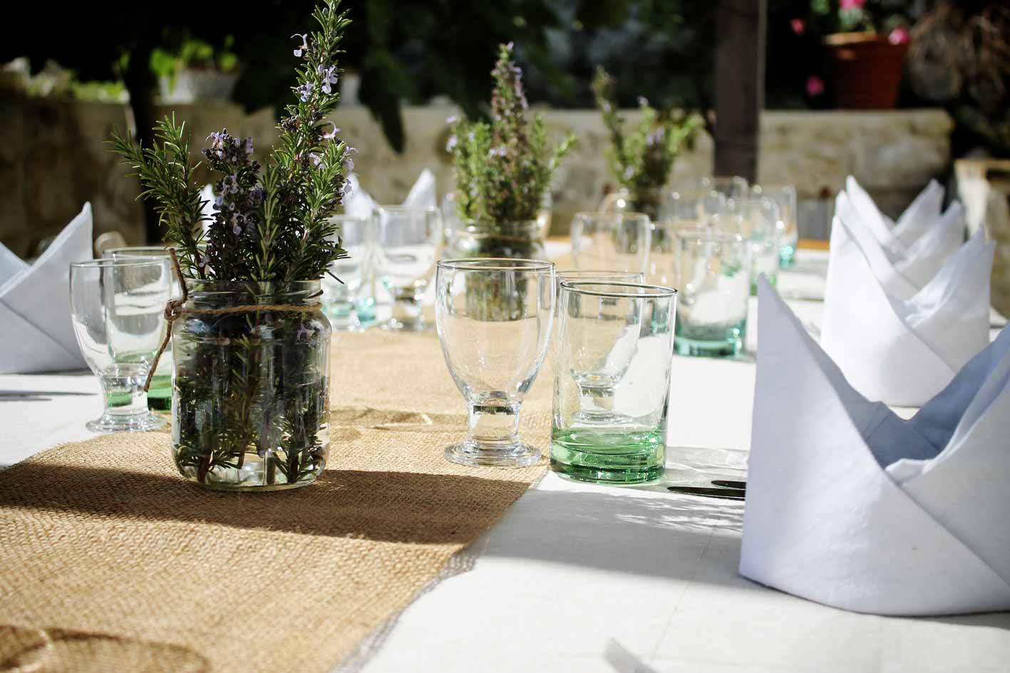 Table laid for evening dining